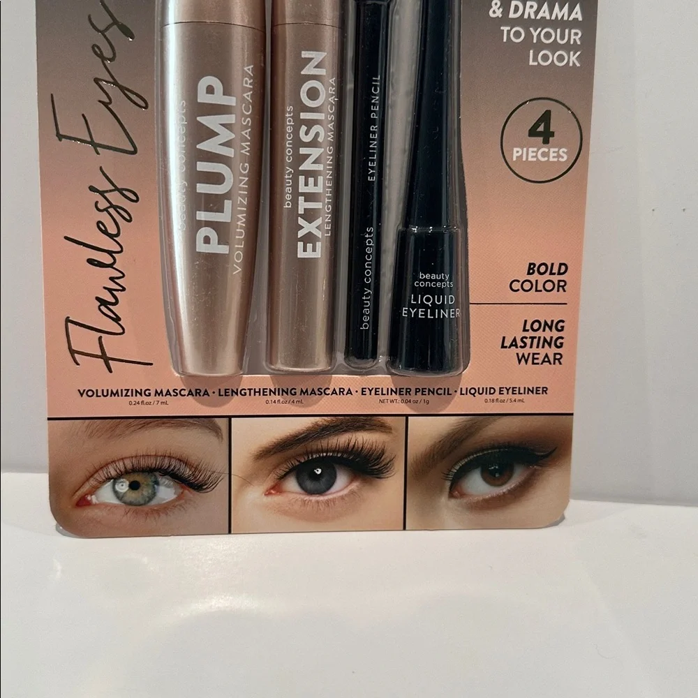 Beauty Concepts Eye Makeup Collection with Eye liners and Mascaras.